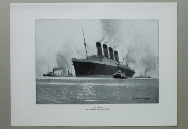 Marine / LUSITANIA / Passagier Dampfer / 1914-1918 / 1920er Jahre / 1. Weltkrieg 1.WK WWI / Patriotik Kunst Druck
